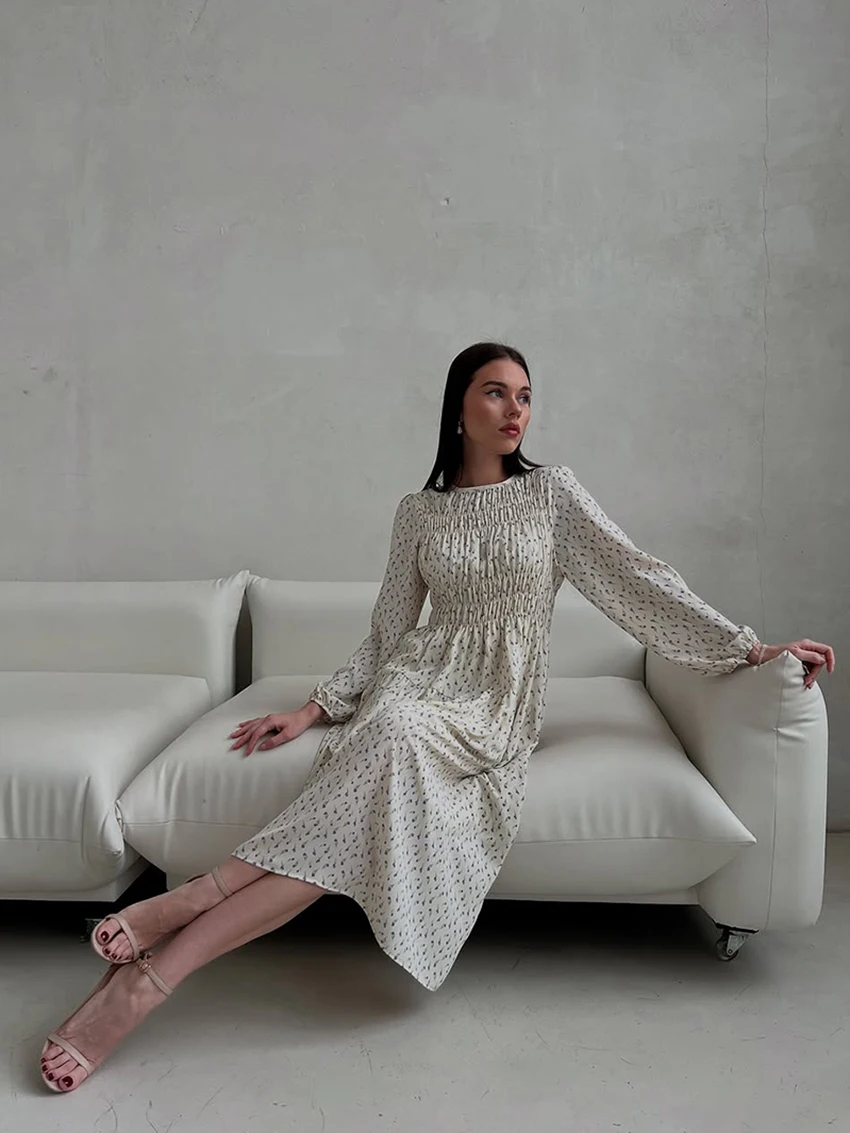 ثوب نوم نسائي مطبوع من Marthaqiqi بأكمام طويلة وياقة مربعة بيجامة بطول الكاحل ملابس نوم نسائية غير رسمية فضفاضة