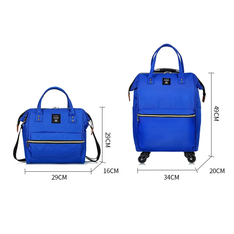 Imagem -06 - Moda Trolley Mochila Carry on Bolsas de Bagagem Mulheres Rolando Rodas Mochilas Trolley Bolsa com Rodas Oxford Mala de Viagem