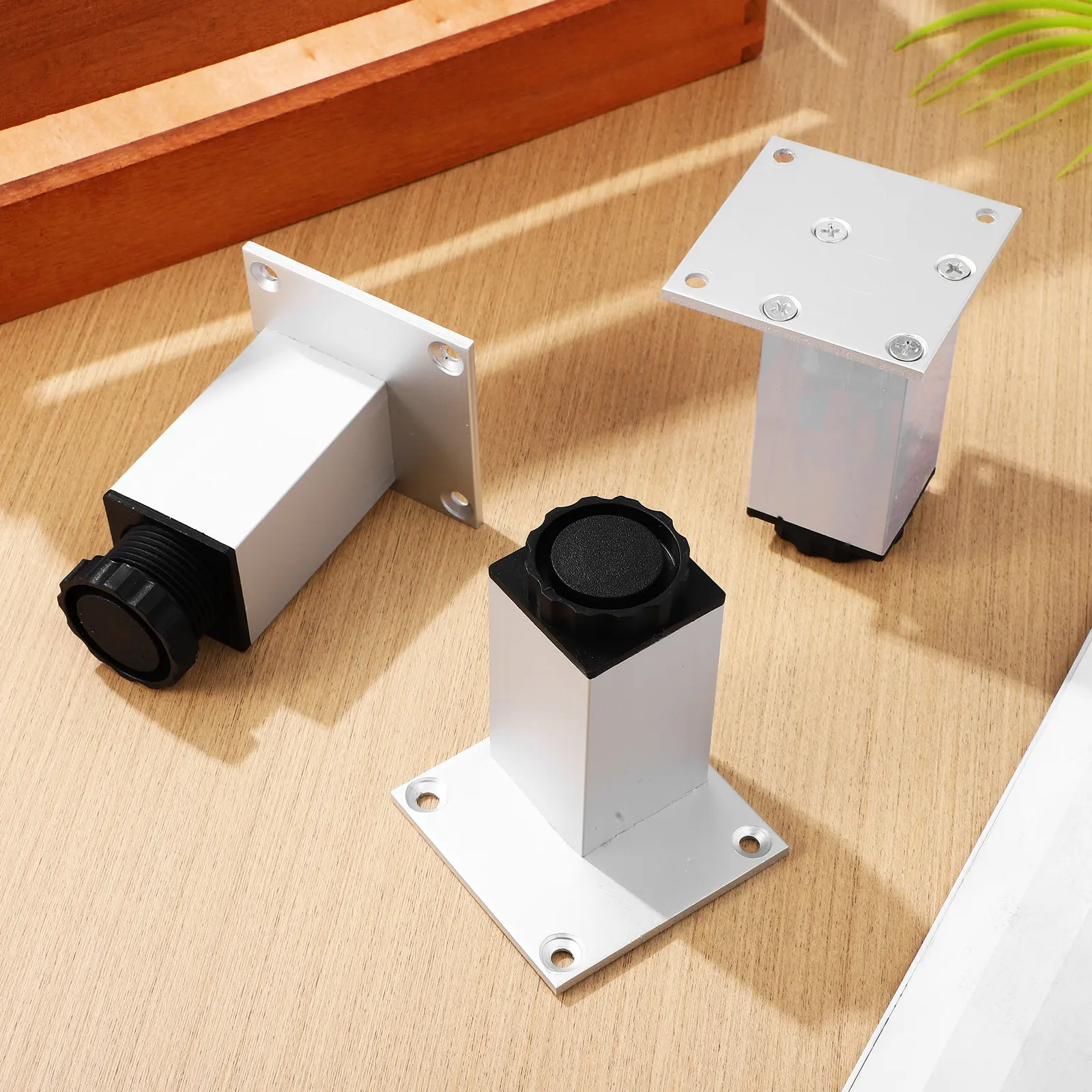 4Pcs Aluminum Alloy Adjustable Furniture Leveling Feet for Cabinet Sofa End Table Heavy Duty Support Heavy Duty Leveling Feet