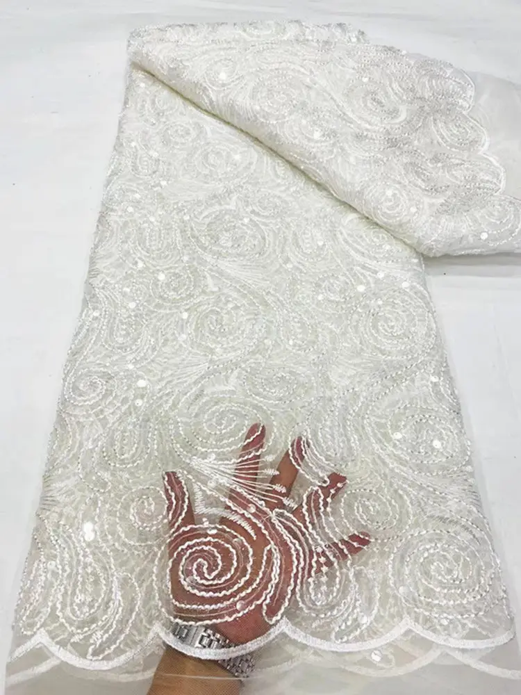 

NDPN306 White!Factory price African net lace with sequins,good quality embroidered French tulle lace for party/wedding dress