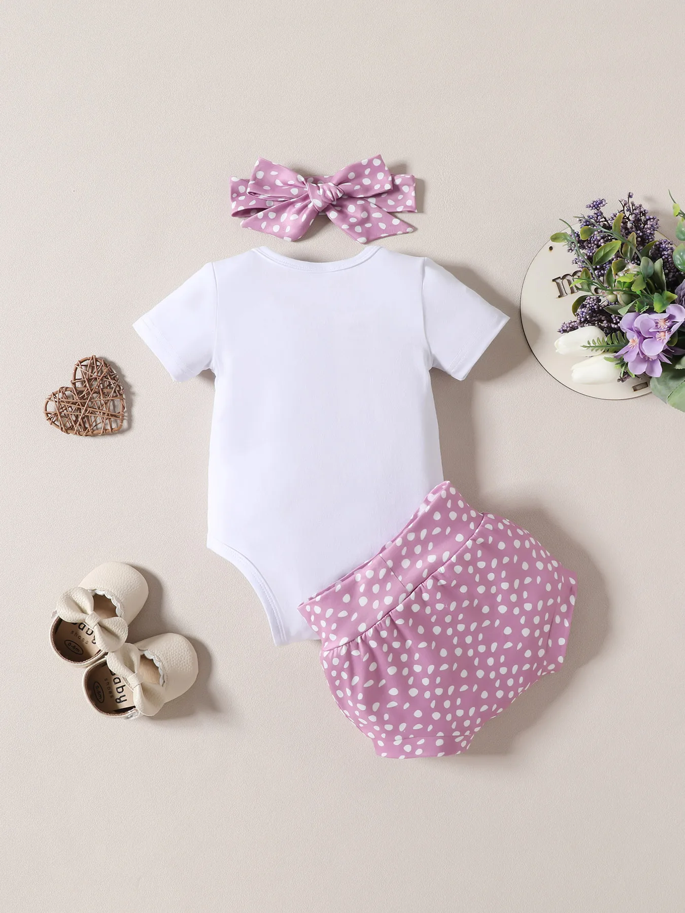 3Pcs Outfits Fashion Summer Newborn Baby Girl Clothes Set Short Sleeve Ruffle Romper Tops Floral Print Shorts Headband Infant