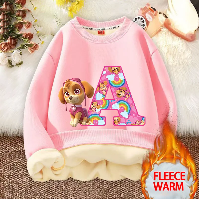 Толстовка-paw-patrols-розовая-буквенная-мультяшная-милая-флисовая-куртка-skye-с-круглым-вырезом-зимняя-свободная-модная-куртка-из-овечьей-шерсти-подарок-на-день-рождения