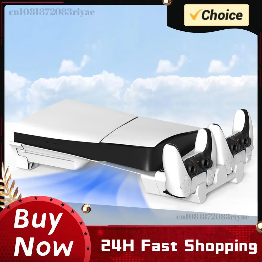 

Горизонтальная подставка и охлаждающая станция для зарядки контроллеров, зарядное устройство для 2 контроллеров PS5 Slim/PS5 Pro (дисковая/цифровая версия)