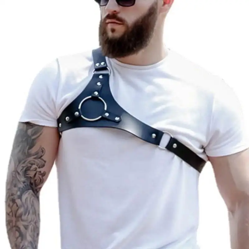 652F Shirt Sleeve Holder for Adult Armband Adjustable PU Leather Male Fashion Jewelry