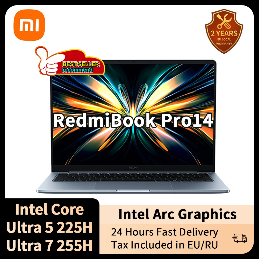 Xiaomi Redmi Book Pro 14 2025 Laptop Ultra 7 255H/Ultra 5 225H Intel Arc Graphics 32GB LPDDR5X 1T SSD 14-inch 120Hz 2.8K Screen