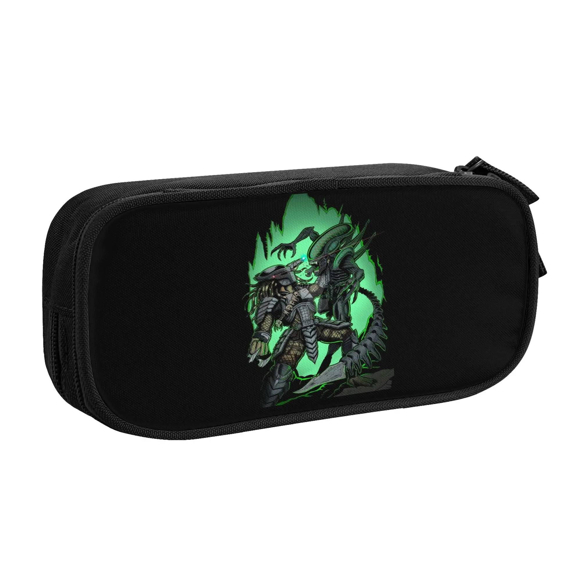 Kawaii Alien Predators Horror  Pencil Cases for Boys Girls Large Storage Science Fiction Comics Pencil Pouch School Accessories