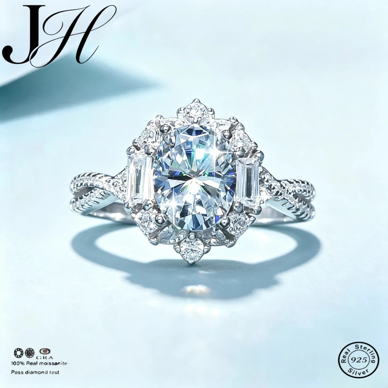 JH 1CT 2CT Moissanite Ring For Women 925 Sterling Silver Wedding Ring Retro Lab Gemstone Luxury Jewelry Rose Manor Ring