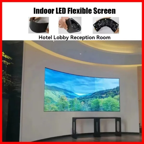 Full-color LED Display Screen Indoor Flexible Multimedia Function halls Large Electronic LED Screen Display for Hotel Lobbies