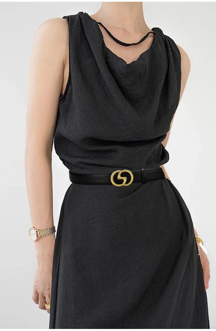 Cintura da donna in vera pelle, cintura sottile jeans casual versatile cintura decorativa