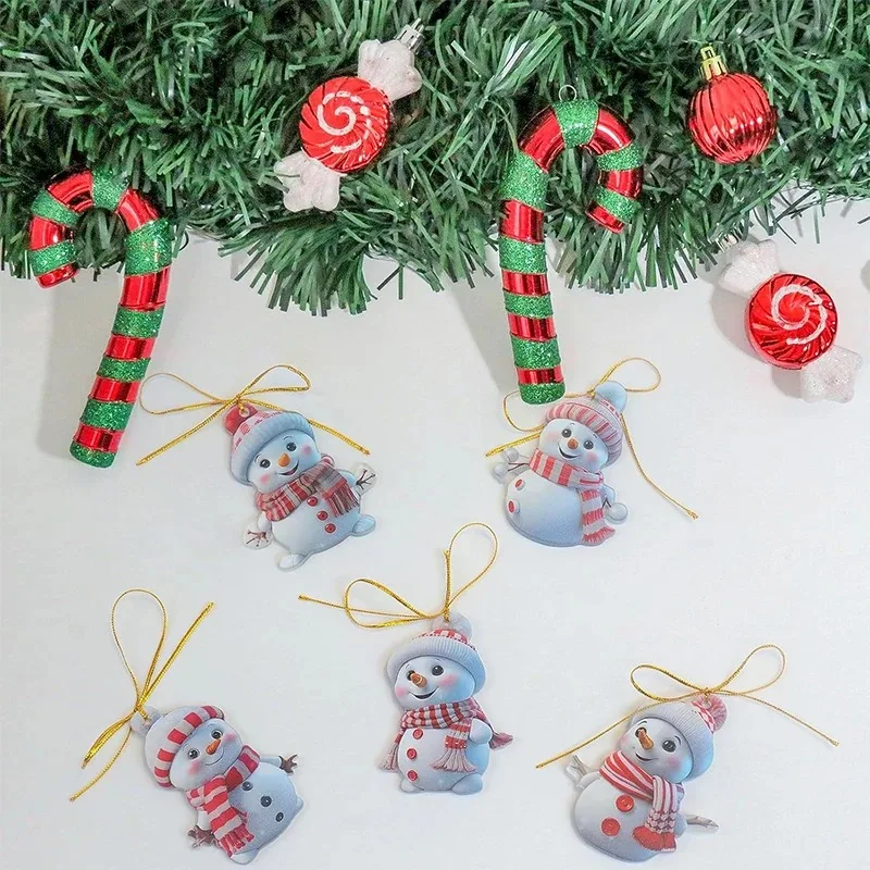 8cm Christmas Snowman Acrylic Snowman Pendant Home Room Decoration Outdoor Christmas Tree Decor New Year Atmosphere Gift Winter