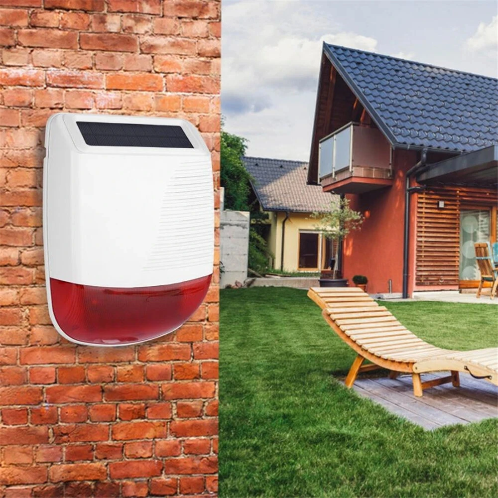 CPVAN-sirena inalámbrica Solar para exteriores, altavoz estroboscópico impermeable, sistema de alarma antirrobo de seguridad para el hogar