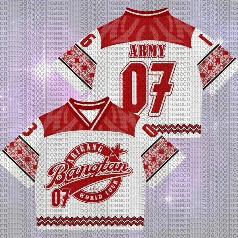 BTS What Is Yourlove Song Arirang World Tour Concert 3D Unisex Jersey, Kpop Y2k Breathable  Adult and Child V-neck Red Shirt