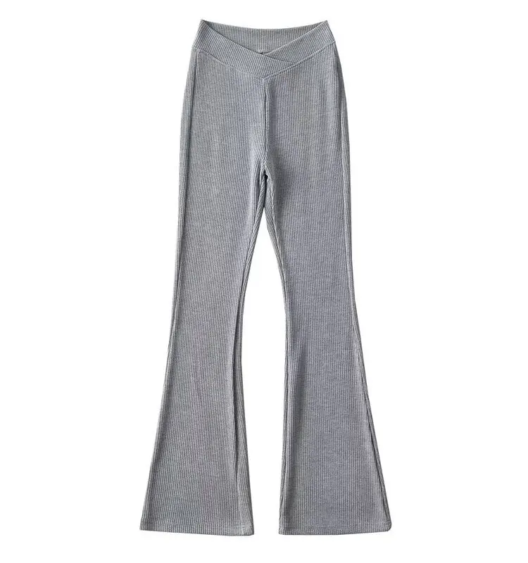 Pantalones acampanados cruzados adelgazantes de cintura alta para mujer primavera 2024 pantalones largos casuales Faion sensación de diseño versátil