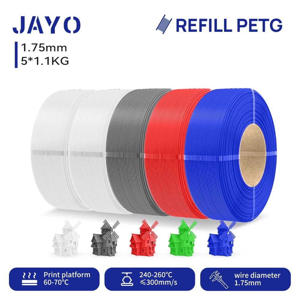 JAYO 5,5KG 3D PLA/PETG/PLA+ Drucker Nachfüll-Filament 1,75mm Ohne Spule 3D-Drucker Filament für 3D-Drucker & 3D-Stift Nachfüll-Filament