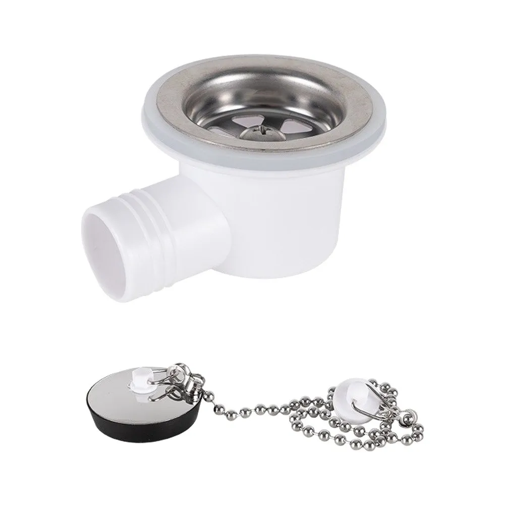Corrugated Drain Hose RV Sink Drain Adapter with Stainless Steel Strainer and ABS Construction for Long Term Use