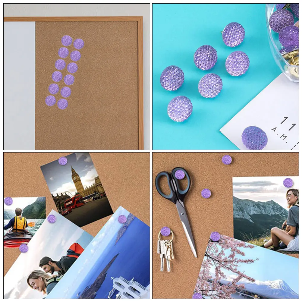 

20 Pcs Round Thumbtacks Pushpins Bulletin Board Decorative Rhinestone Tacks Novelty Pins Cork Accessories Wall