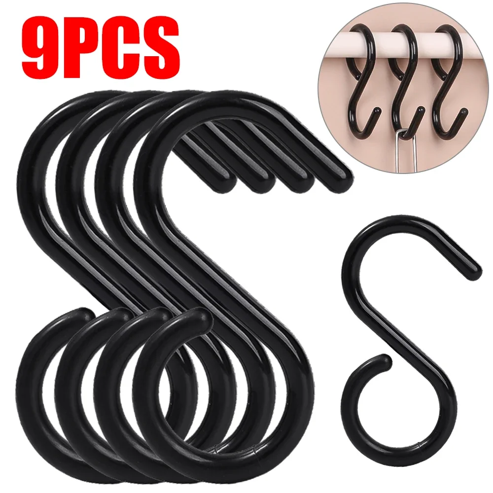 

9/3pcs S-Shaped Hook Soft Buckle Design Portable Multi-purpose Easy Twist Hanging Hook Kitchen Bathroom Bag Clothes Hanging Rack