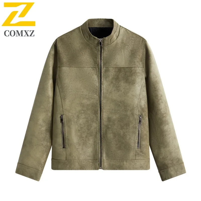 

COMXZ Мужская кожаная куртка высокого качества, удобная американская легкая мотоциклетная куртка, повседневная прочная осенняя ветровка для путешествий
