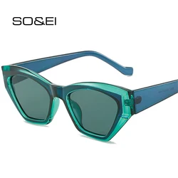 SO & EI Ins-gafas de sol con forma de ojo de gato para hombre y mujer, lentes de sol irregulares de polígono, de lujo, Retro, de doble Color, UV400