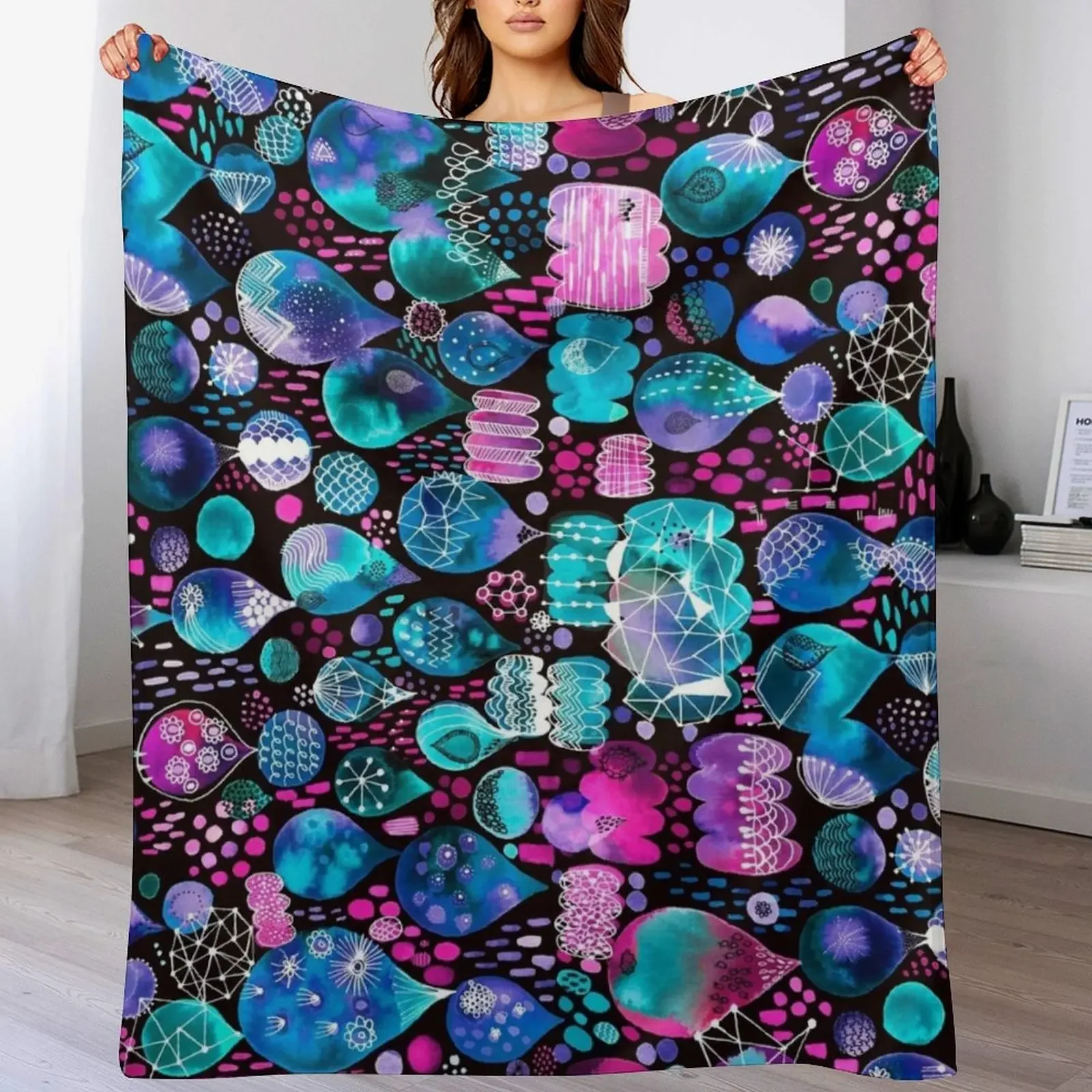 

Rainy dreams embroidery pattern Throw Blanket Cozy Throw Blanket for Bed Sofa Chair