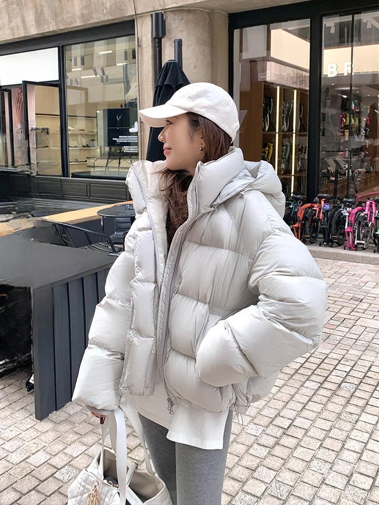 

Cheeseandkisses Winter High Loers 95 White Du down Thiened Tee-proof down Jaet Casual Loose Long Sve Zipper