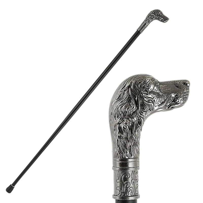 Bronze Dog Head Luxury Decorative Walking Stick Canes For Men Fashion Elegant Walking Cane Man Vintage Hand Walking Stick