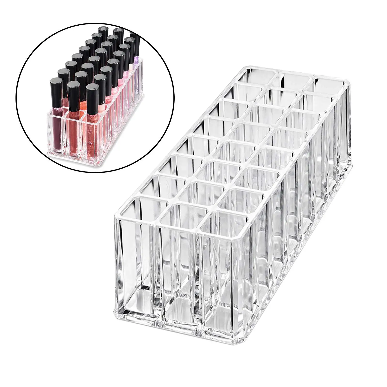 24 Slots Lipstick Holder Display Transparent Makeup Holder Compact Cosmetic