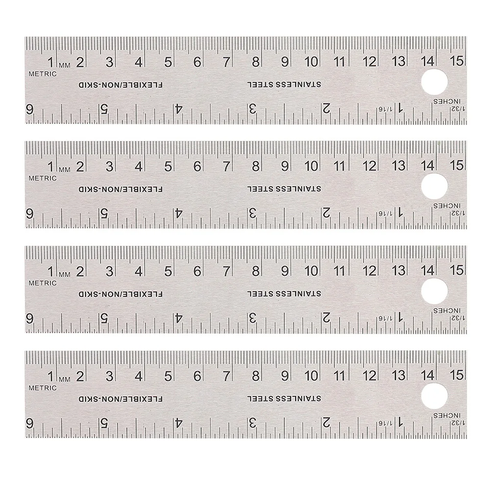 

4pcs Cork Backed Ruler 30Cm Straight Edge Measuring Tool Inches Centimeters For Drawing Engineering Students Portable