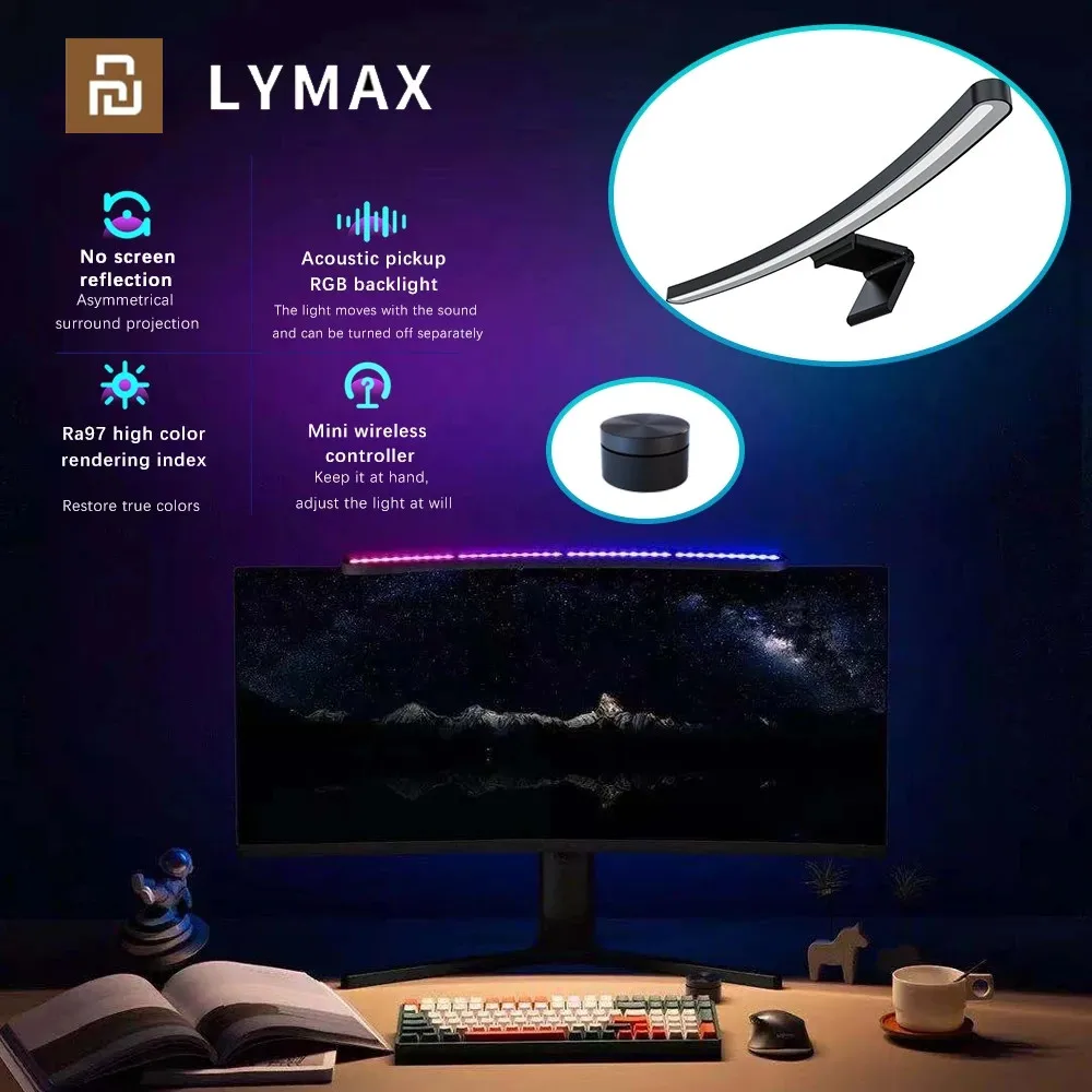 

Настольная лампа Youpin LYMAX с изогнутым экраном, подвесной светильник RGB для монитора компьютера, с интерфейсом Type-C, RA97