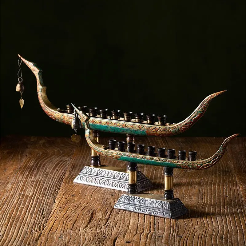 Copper candlestick tabletop ornament living room countertop indoor creative dragon boat ornament