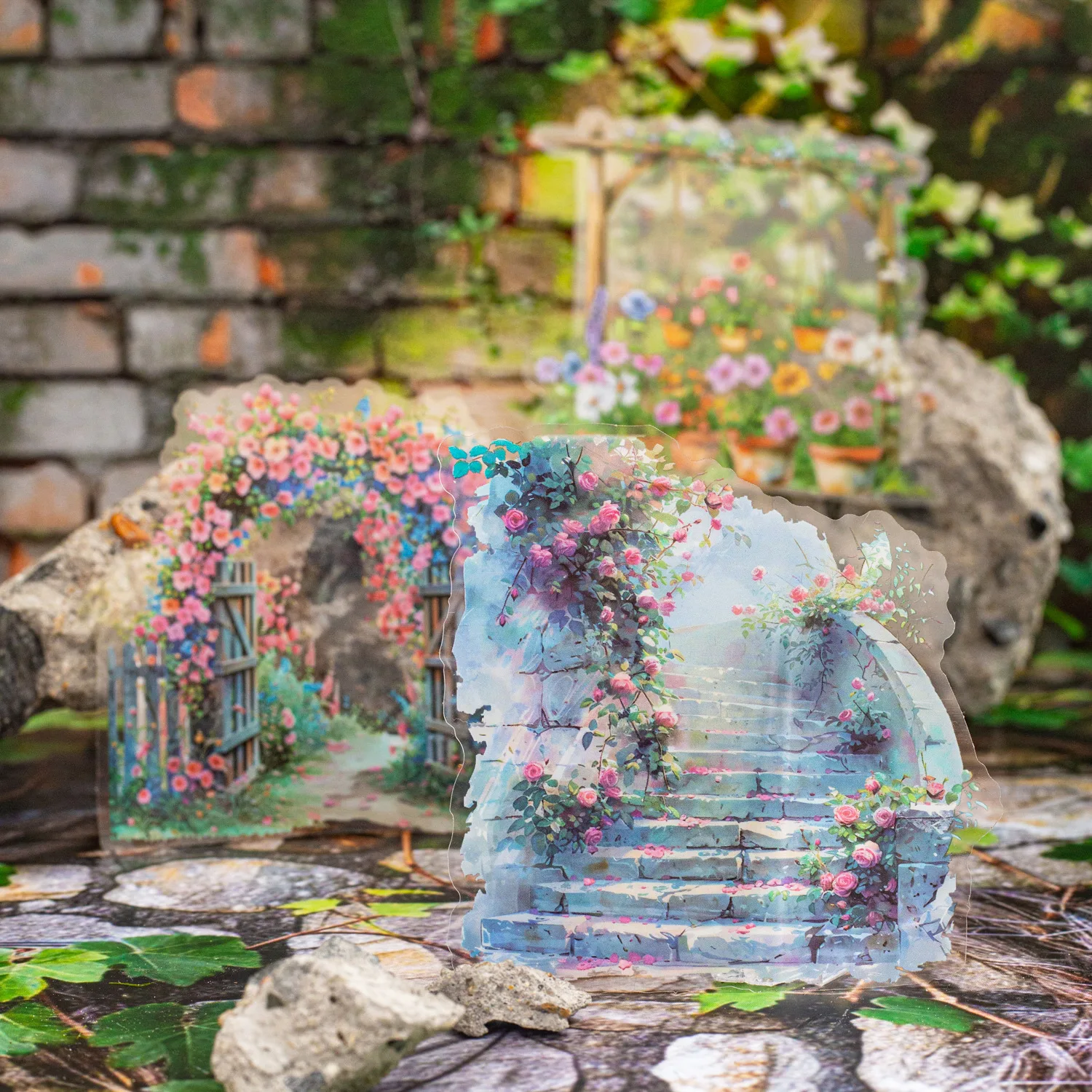 15 Pcs/pack Manor Fence Series Decorative Sticker Retro Landscaping Collage Scrapbooking Label Diary Album Journal Planner