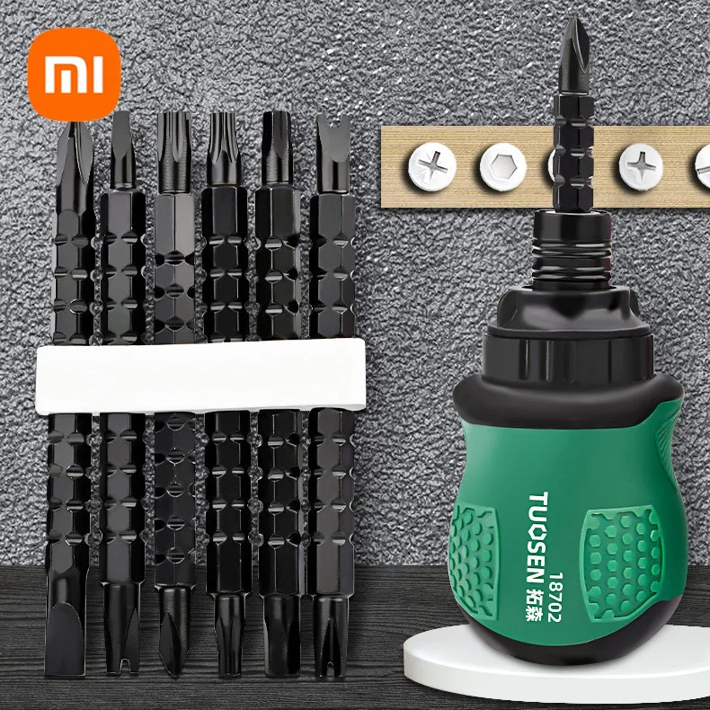 Xiaomi 13 in 1 Ratchet Screwdriver Set Short Handle Cross Groove Drill Telescopic Dual Purpose Laptop Computer Steel Repair Tool