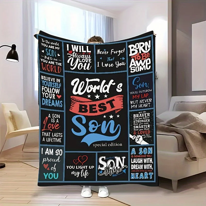 Personalized World Best Son Blanket Name Love Message Soft Fleece Throw Gift Home Decor Family Theme