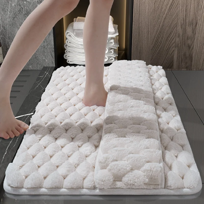 Quick Dry Memory Foam Bathroom Mat Home Use Absorbent Door Mat Shower Entrance Foot Wiping Rug Modern Simple Style Polyester ...