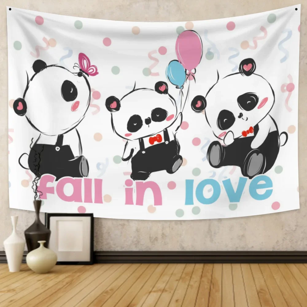 Chinese Panda Lovely Tapestry Wall Hanging Cute Animal Blanket Background Kids Children Room Decor Wholesale Drop Shipping