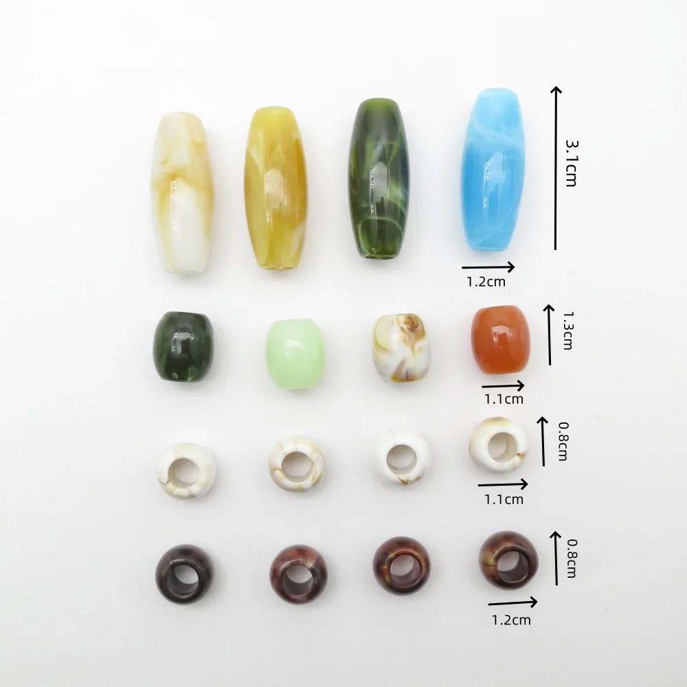 16pcs Mix Styles Acrylic Crochet Hair braid Dreadlock Beads rings tube Jewelry making Bracelet necklace Accessories