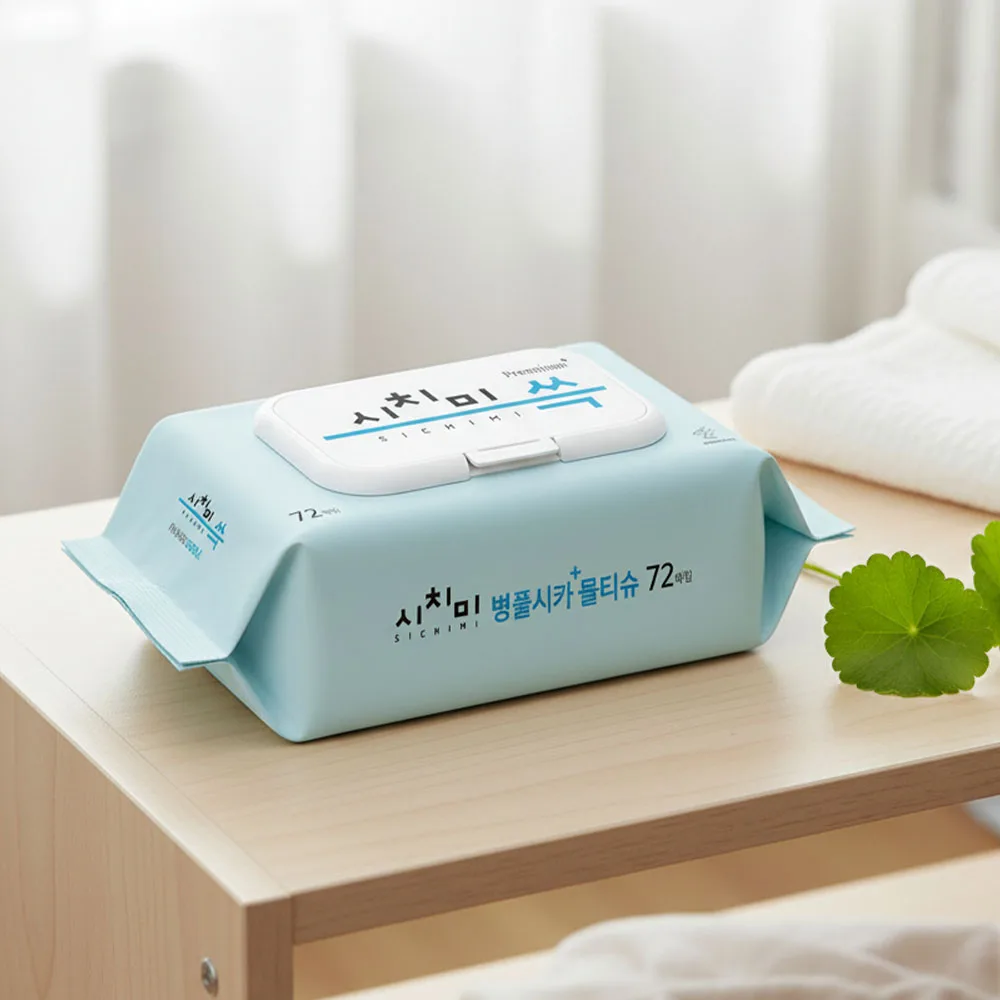 시치미 쓱 병풀시카 플러스 대용량 아기물티슈 캡형 72매 70gsm 10팩 - 4