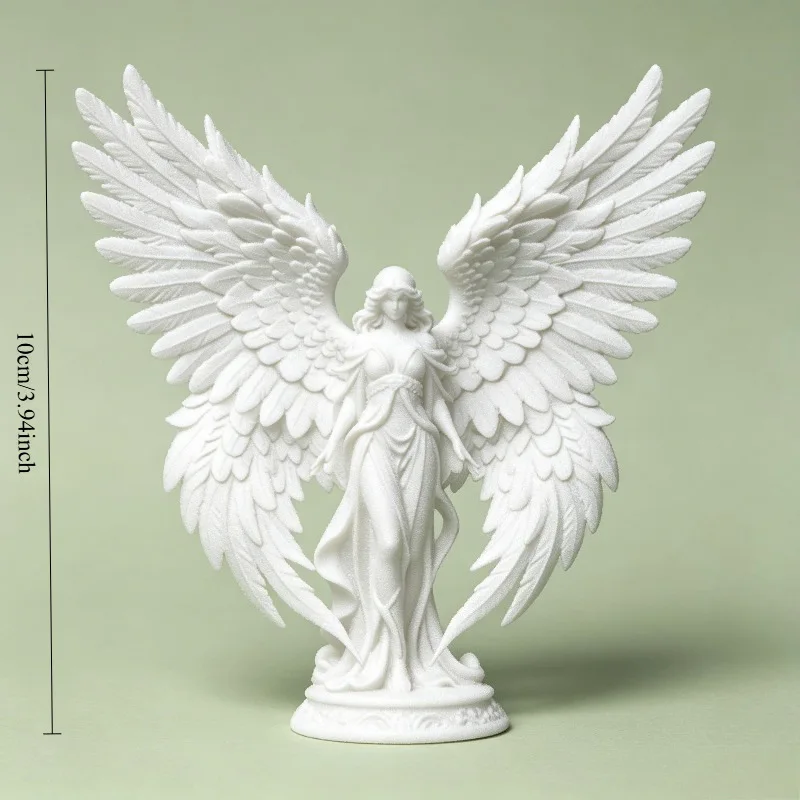 Light Luxury 3D Printed Angel Goddess Healing Ornament Pure White Wings Desktop Decoration Home Craft Art Gift For Peace view 2