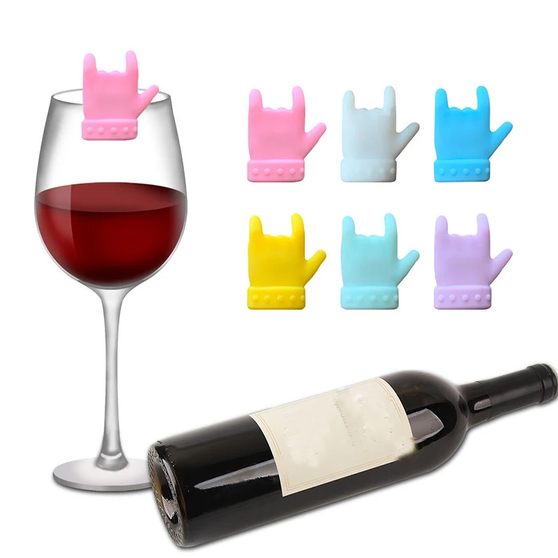 1/6/10/12pc Wine Glass Marker Wine Charms Glasses Identifier Marker Cups Glasses Markers Silicone Glass Tongue Shape Glasses Tag