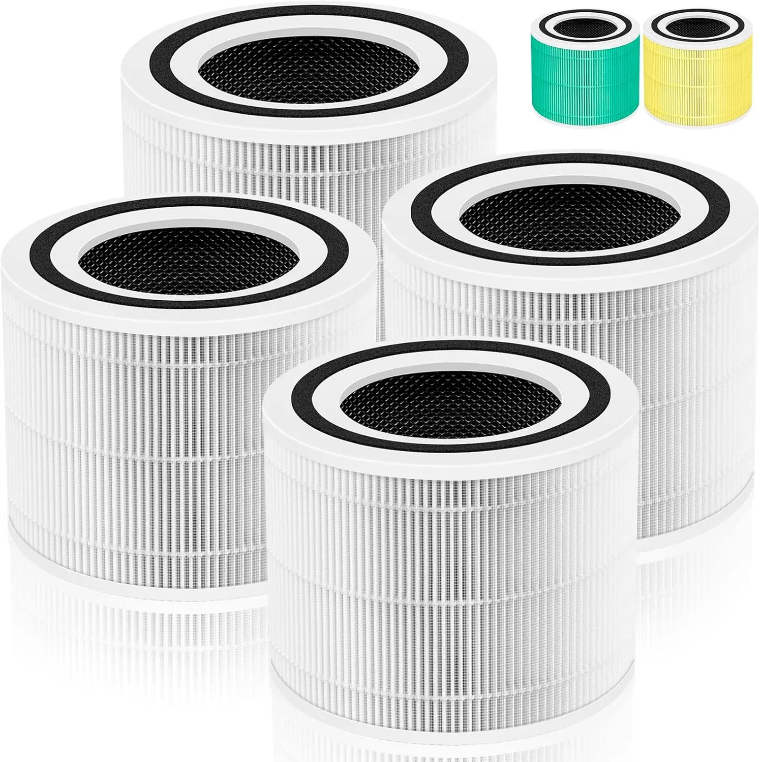 

240 True HEPA Replacement Filter for Air Purifiers, 3-in-1 High-Efficiency with Activated Carbon, 4-Pack in White