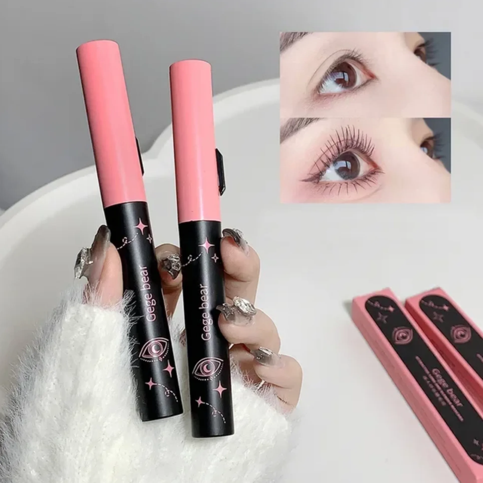 Double-ended Charming Long Mascara Gegebear Natural Curling Long-lasting Waterproof and Sweat-proof Eyelash Primer