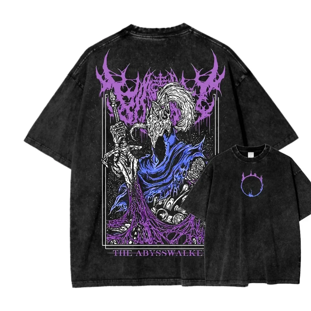 Anime Lovers Bestselling Dark Souls Washed T-Shirt Soft Loose Couple Style Personalized Street Fashion Apparel for Women Men