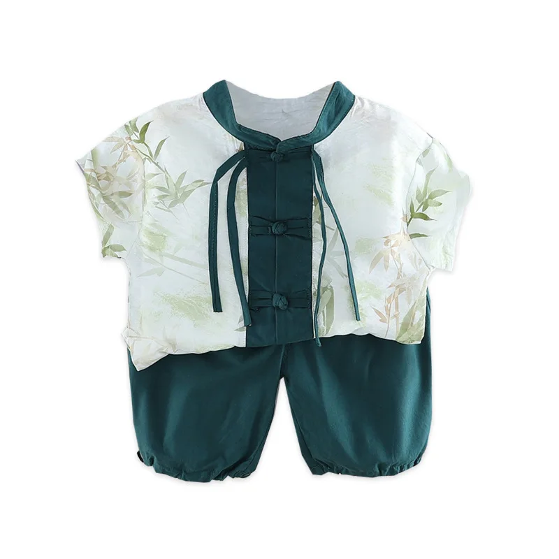 Ensemble de Vêtements d'Été pour Garçon, Chemises et Shorts en Coton, Tenue de ixpour Bébé de 4 à 5 Ans, 2 Pièces, 2024