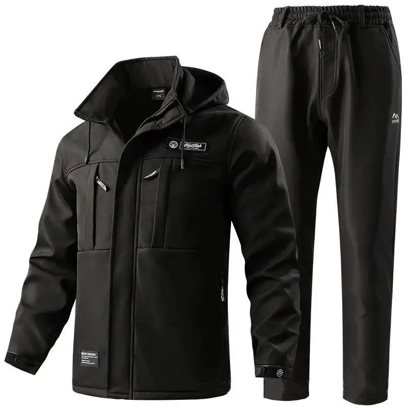 

Men Winter Softshell Fleece Tactical Jacket Pants Camouflage Suit Outdoor Hiking Sports Windproof Warm Coat Trousers Work Wear