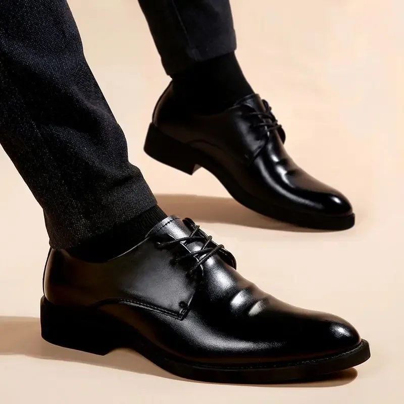 Pointed Toe Dress Shoes Man Black Social Shoe for Men High Quality Fashion Elegant and Classic 2024 Style Footwear Suit Trend 39