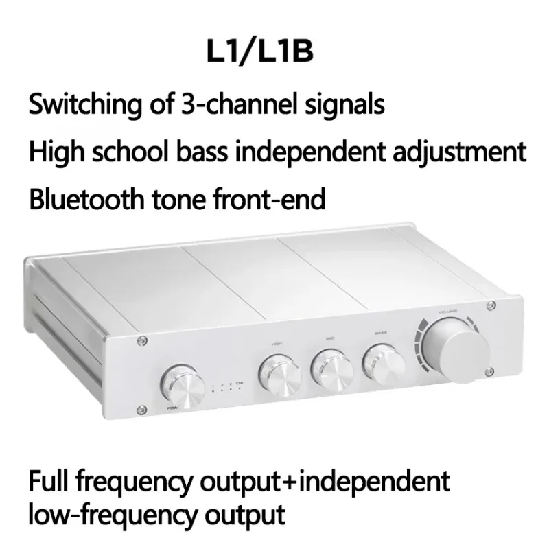 L1/L1B Preamplifier 2.0/2.1 Channel Tone HIFI Preamp High, Middle and Bass Adjustment Bluetooth 5.0 Decoding Black / Silver