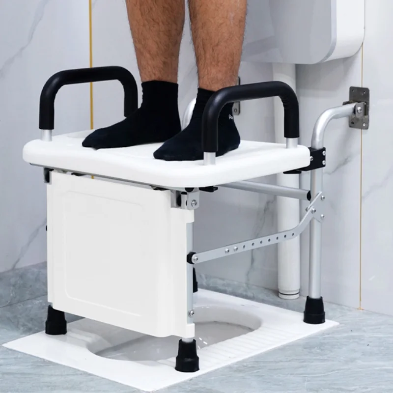 Squat Toilet Seat Frame Wall Mounted Folding Elderly Convenience Chair Squatting Toilet Artifact Disabled Shower Toilet Stool