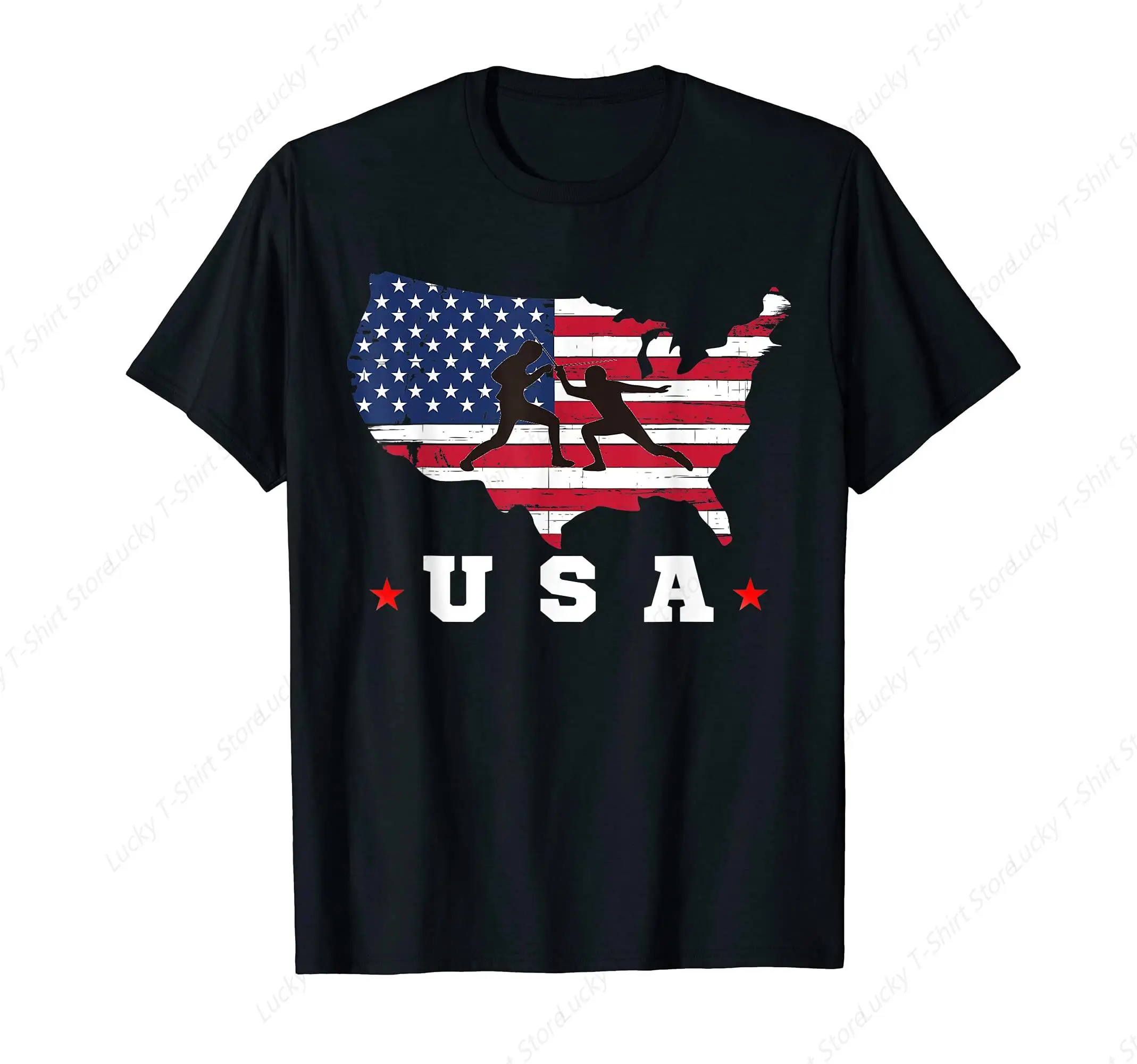 American Flag USA, Patriotic Sports, American Flag Fencing T-Shirt