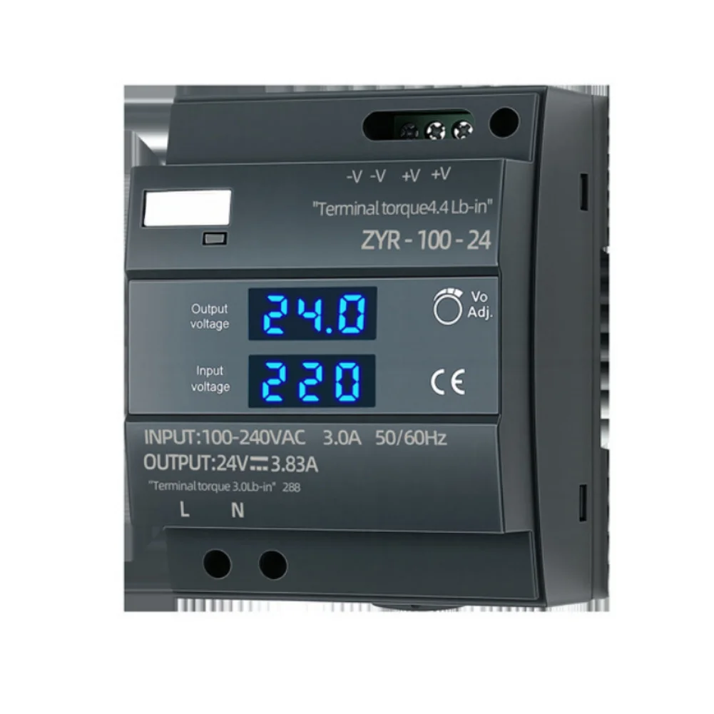 100W Digital Display Rail Mounted Switching Supply 12V 24V DC DIN Rail Adapter For Industrial Control System Transformer