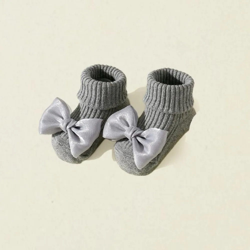 1 Paie Soft Cotton Blend Baby Floor Sock Breathable Fabric Stretch Cuff Anti-Slip Sock Ribbed Knit Anti-Slip Sole